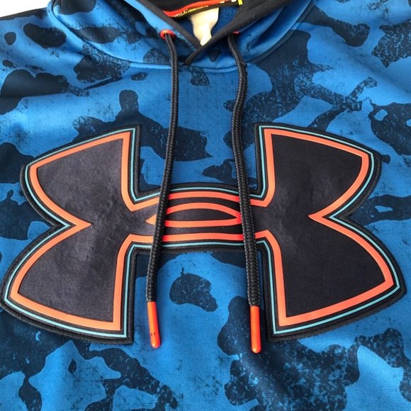 Under Armour Mens Blue Logo Allover Print Hoodie S - Picture 4 of 15